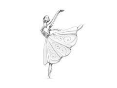 Серебряная брошь с белой эмалью «Балерина»
